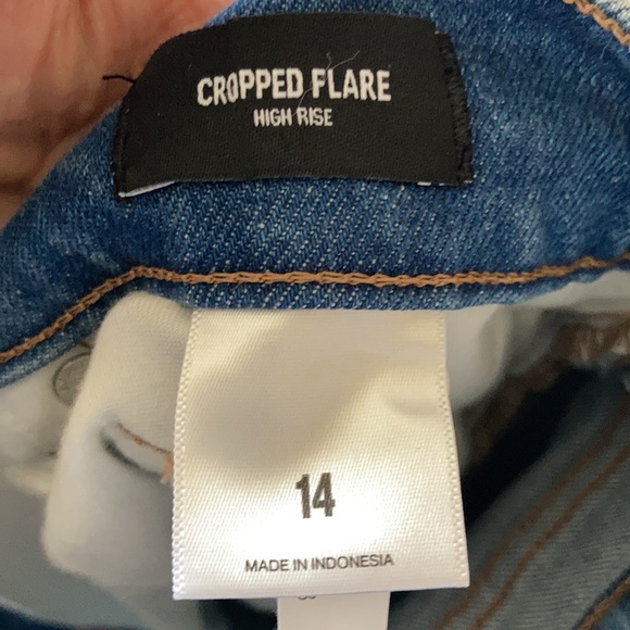 Express super high rise cropped flare jean w bling details size 14 - Picture 4 of 17